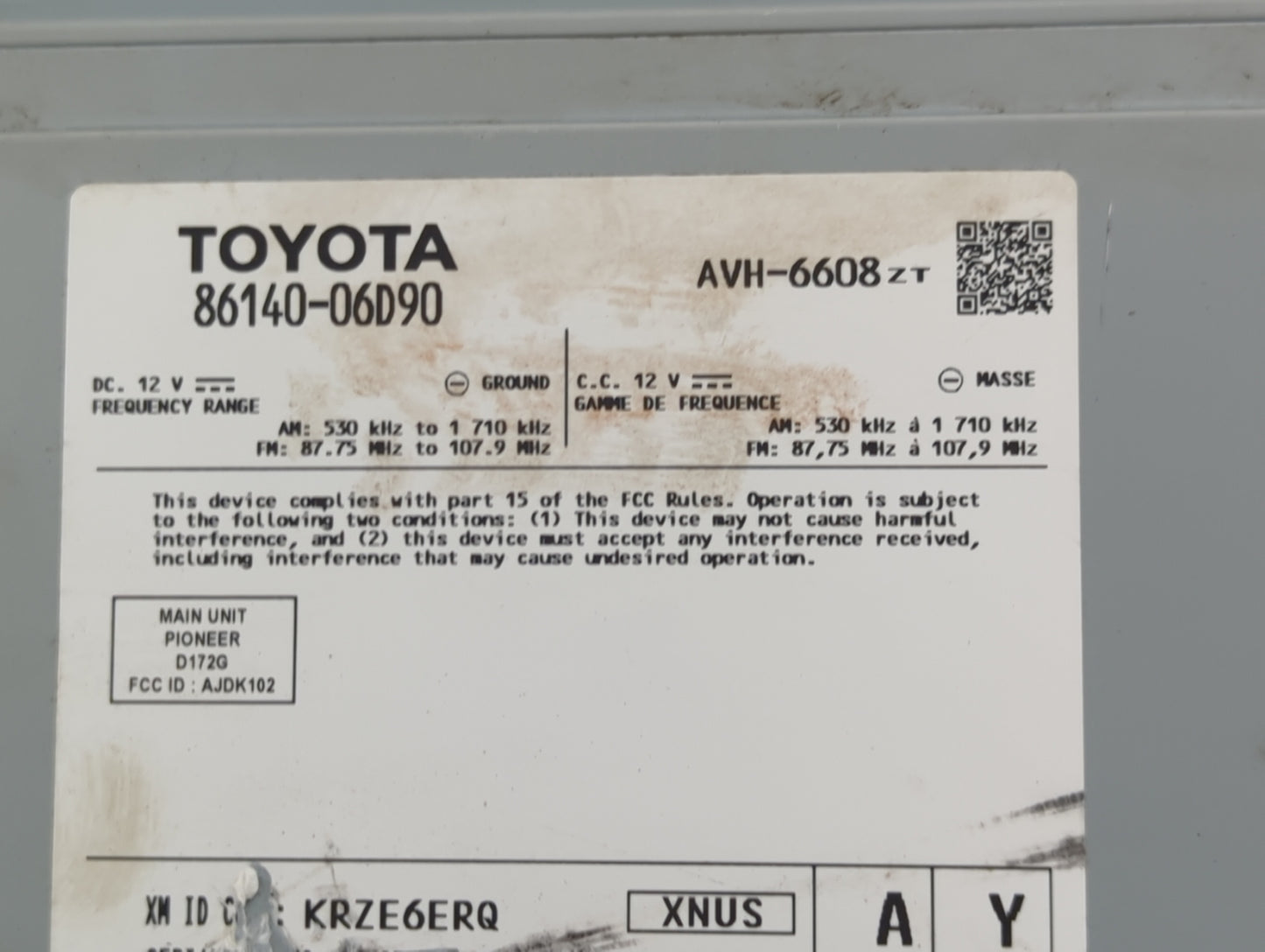 2020-2022 Toyota Camry Radio AM FM Cd Player Receiver Replacement P/N:86140-06D90 AVH-6608, D172G Fits Fits 2020 2021 2022 O