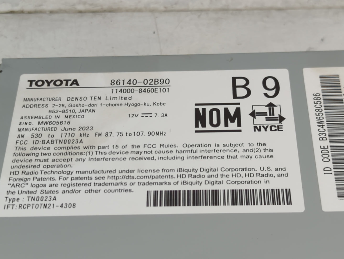 2023 Toyota Corolla Radio AM FM Cd Player Receiver Replacement P/N:86140-02B90 114000-8460E101, BABTN0023A, TN0023A Fits OEM