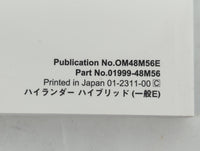 2023 Toyota Highlander Owners Manual Book Guide P/N:01999-48M56 OEM Used Auto Parts - Oemusedautoparts1.com