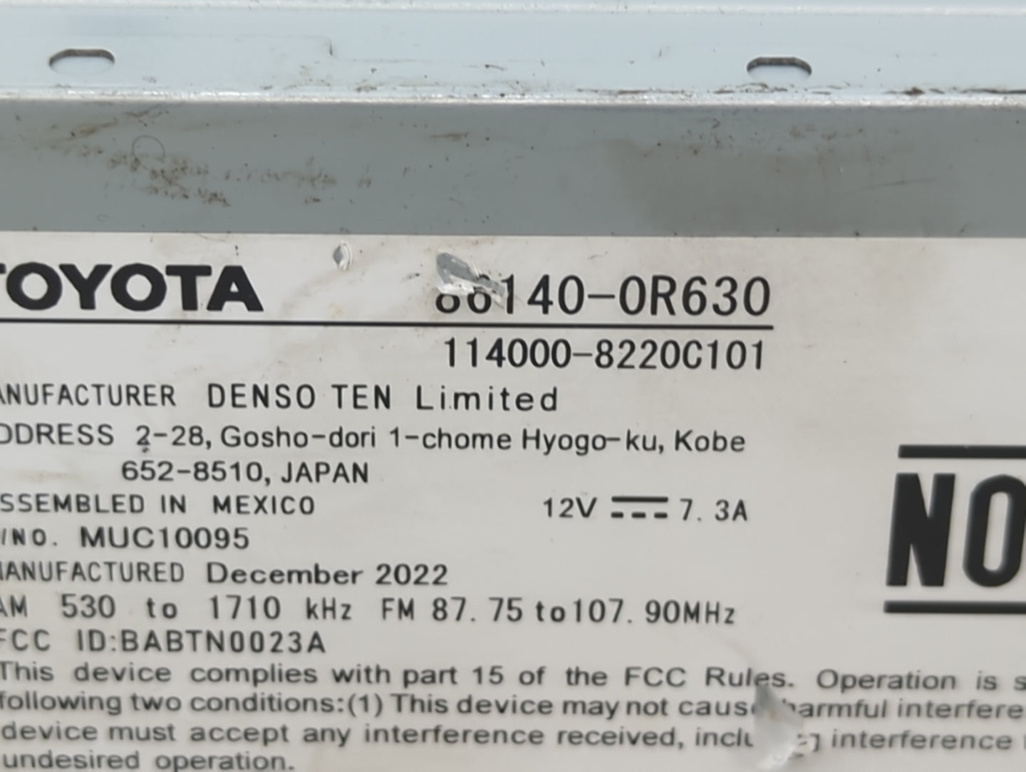 2023 Toyota Rav4 Radio AM FM Cd Player Receiver Replacement P/N:86140-0R630 Fits OEM Used Auto Parts - Oemusedautoparts1.com