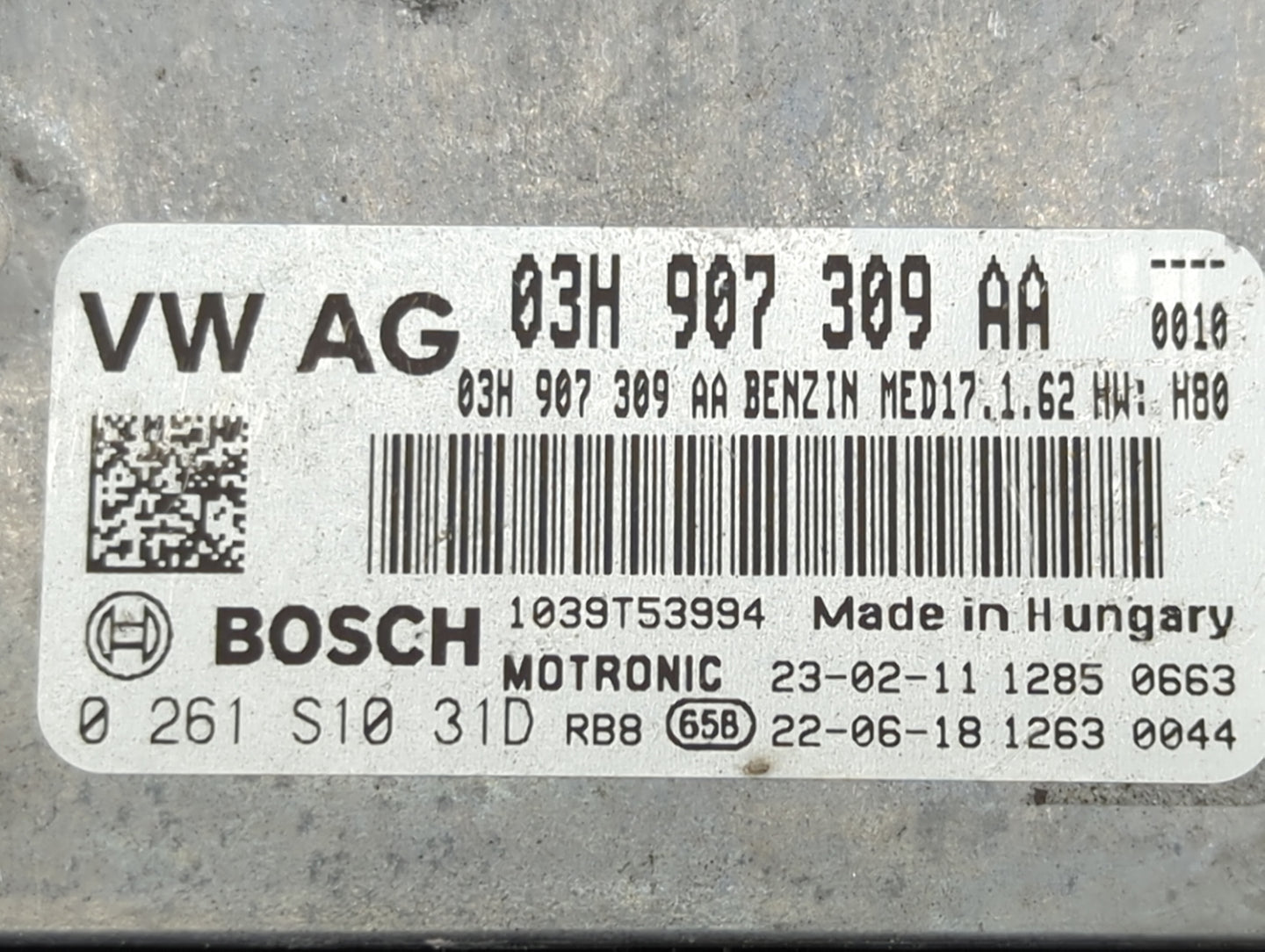 2023 Volkswagen Atlas PCM Engine Control Computer ECU ECM PCU OEM P/N:03H907309AA 0261S1031D Fits OEM Used Auto Parts - Oemu