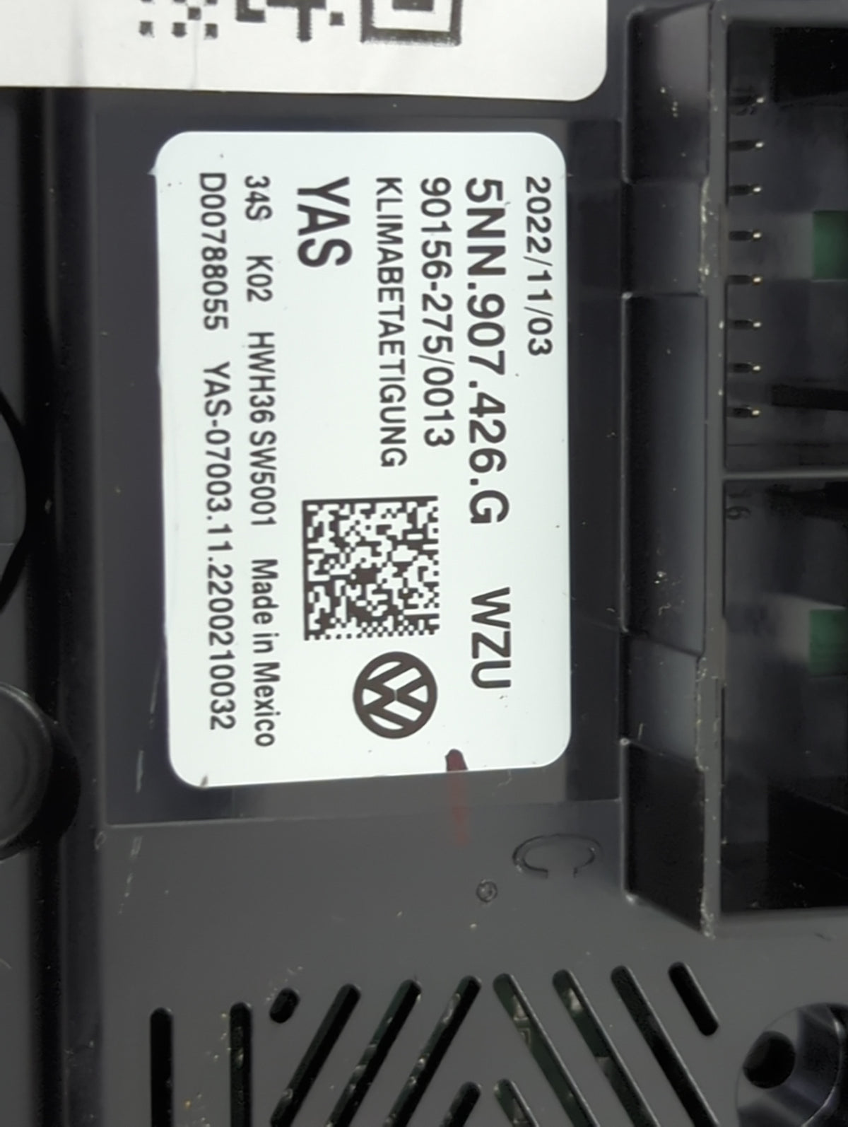 2022 Volkswagen Tiguan Climate Control Module Temperature AC/Heater Replacement P/N:5NN.907.426.G 5NN907426G Fits OEM Used A