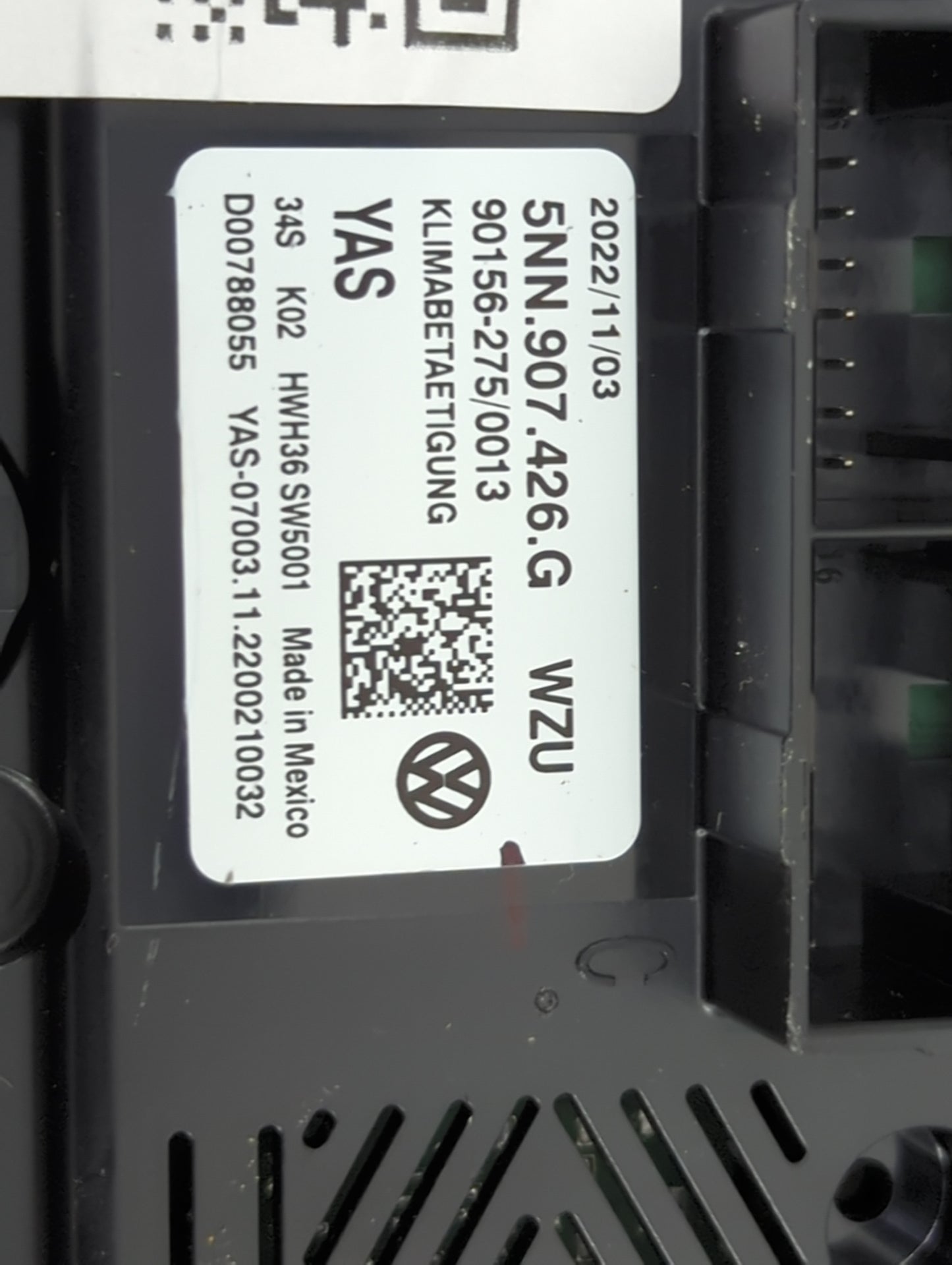 2022 Volkswagen Tiguan Climate Control Module Temperature AC/Heater Replacement P/N:5NN.907.426.G 5NN907426G Fits OEM Used A