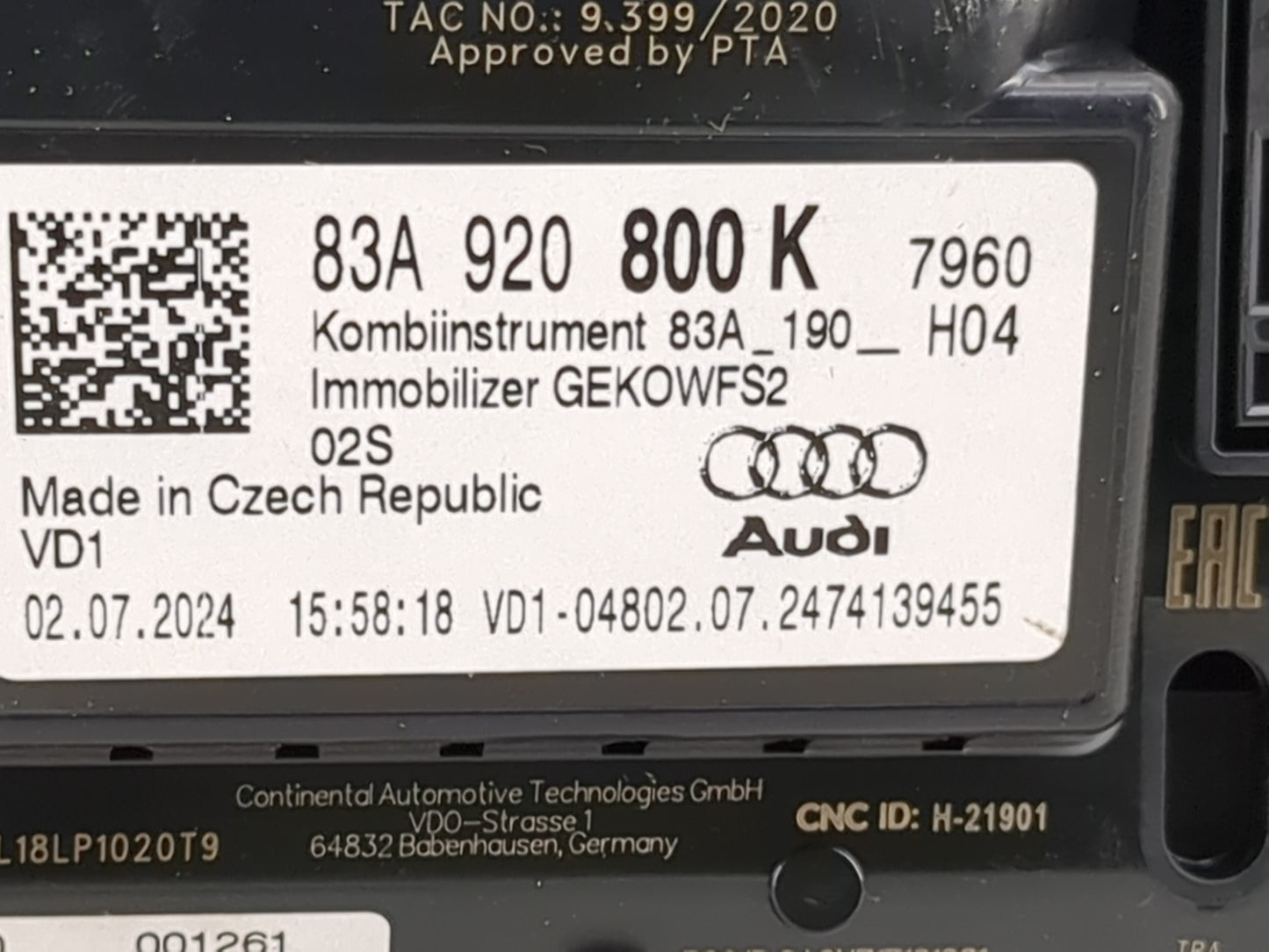 2024 Audi Q3 Instrument Cluster Speedometer Gauges P/N:83A920800K 83A_190_H04 Miles: Fits OEM Used Auto Parts - Oemusedautop