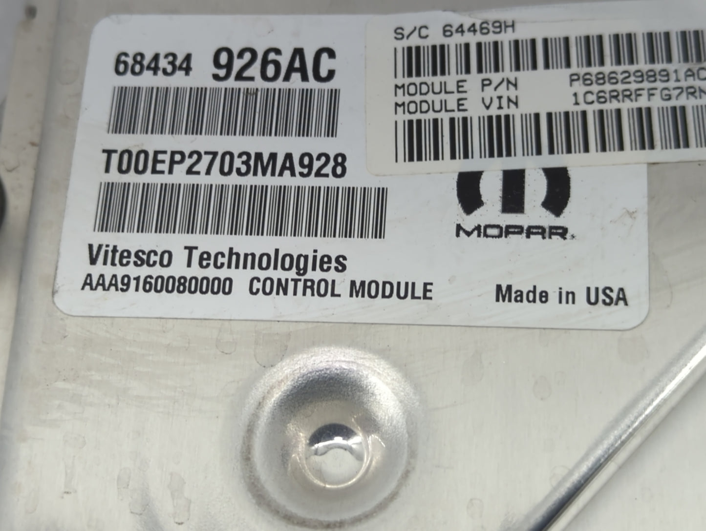 2024 Dodge Ram 1500 PCM Engine Control Computer ECU ECM PCU OEM P/N:P68629891AC 68434926AC Fits Fits 2020 2021 2022 OEM Used