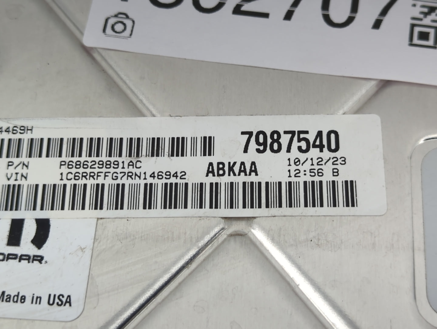 2024 Dodge Ram 1500 PCM Engine Control Computer ECU ECM PCU OEM P/N:P68629891AC 68434926AC Fits Fits 2020 2021 2022 OEM Used