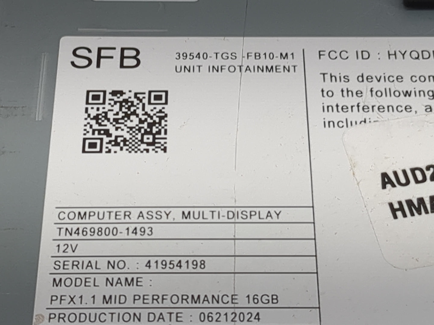 2024 Honda Passport Information-gps-tv Control Module - Oemusedautoparts1.com