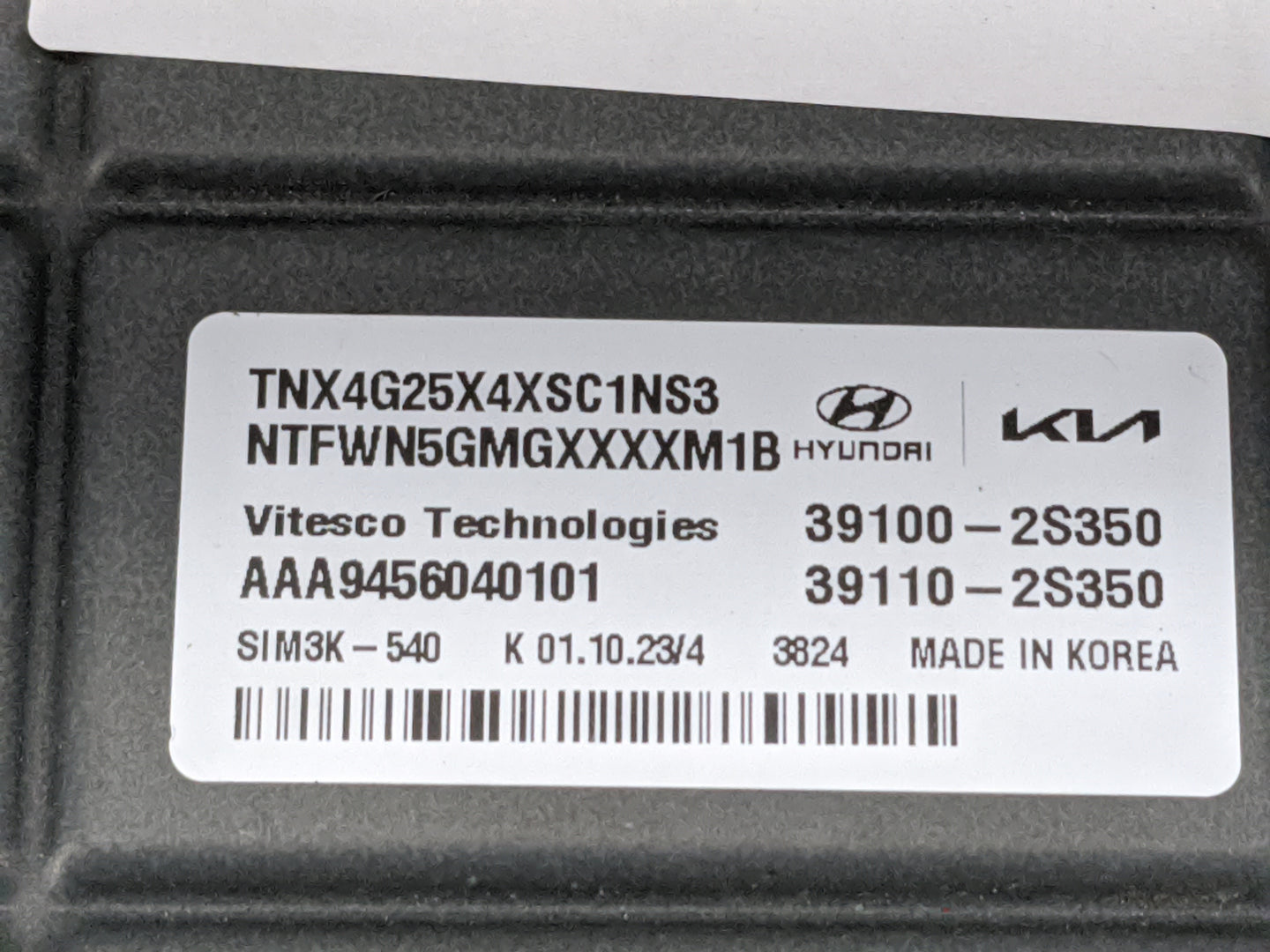 2024 Hyundai Santa Cruz PCM Engine Control Computer ECU ECM PCU OEM P/N:39100-2S350 39110-2S350, AAA9456040101 Fits OEM Used