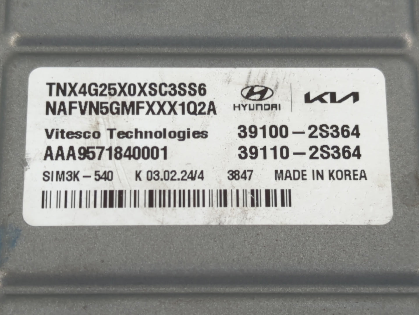 2024 Hyundai Tucson PCM Engine Control Computer ECU ECM PCU OEM P/N:39110-2S364 39100-2S364 Fits OEM Used Auto Parts - Oemus