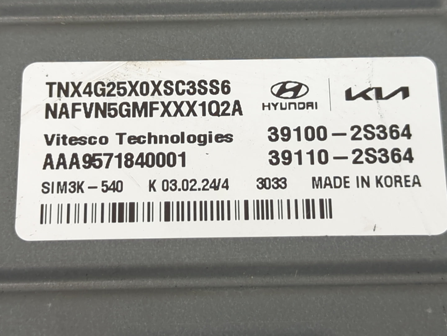 2024 Hyundai Tucson PCM Engine Control Computer ECU ECM PCU OEM P/N:39110-2S364 39100-2S364 Fits OEM Used Auto Parts - Oemus