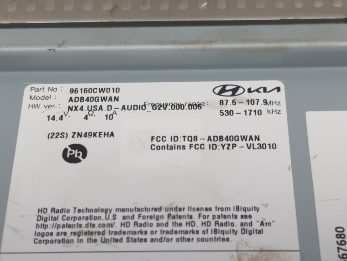 2022 Hyundai Tucson Radio AM FM Cd Player Receiver Replacement P/N:96160CW010 ADB40GWAN, TQ8-ADB40GWAN, YZP-VL3010 Fits OEM 