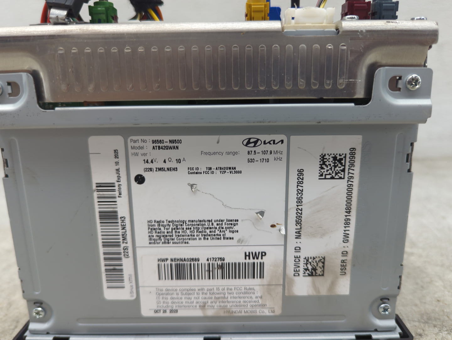 2022 Hyundai Tucson Radio AM FM Cd Player Receiver Replacement P/N:96560-N9500 ATB42QWAN Fits OEM Used Auto Parts - Oemuseda