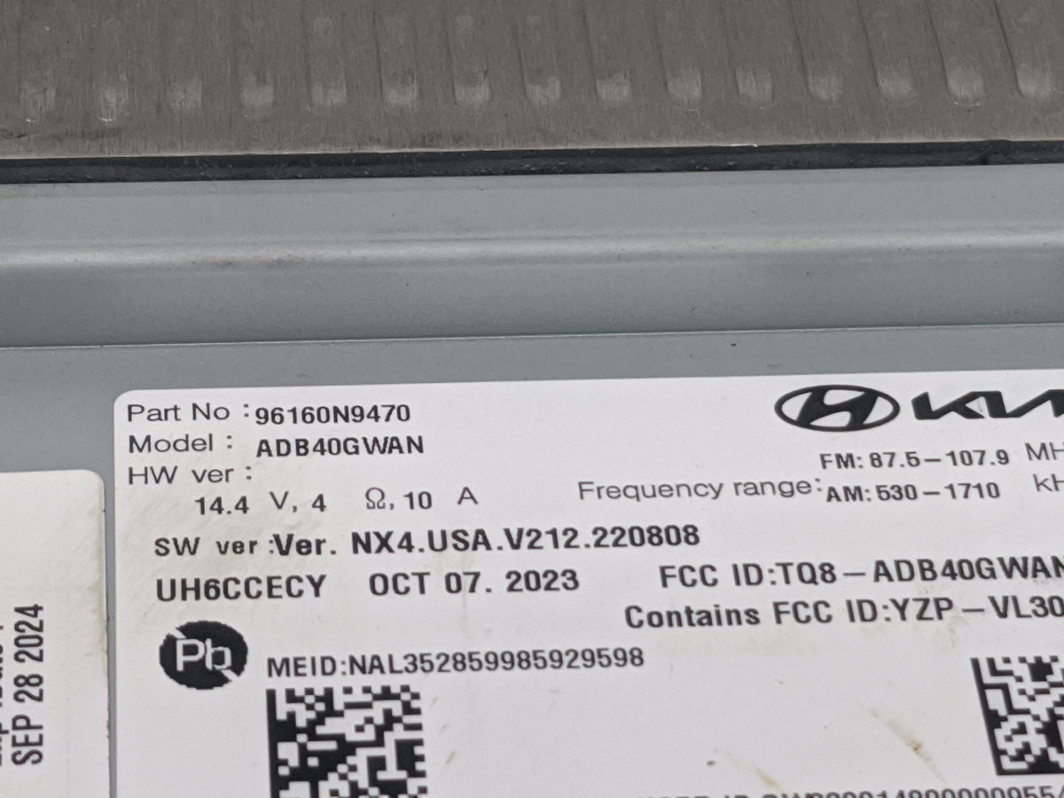 2022 Hyundai Tucson Radio AM FM Cd Player Receiver Replacement P/N:96160N9470 ADB40GWAN, TQ8-ADB40GWAN, YZP-VL30 Fits OEM Us