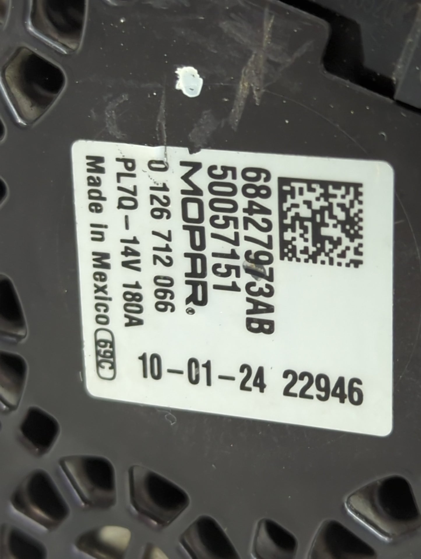 2024 Jeep Compass Alternator Replacement Generator Charging Assembly Engine OEM P/N:PL7Q-14V 68427973AB Fits OEM Used Auto P