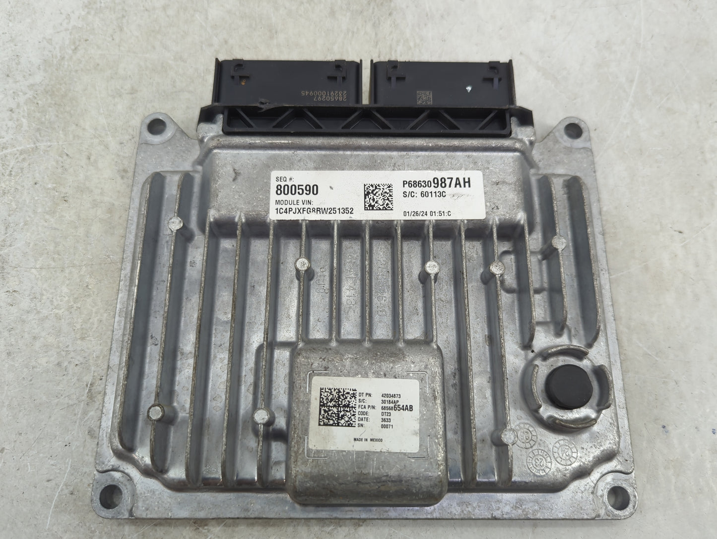 2024 Jeep Wrangler PCM Engine Control Computer ECU ECM PCU OEM P/N:P68630987AH 42034873, 68568654AB Fits OEM Used Auto Parts