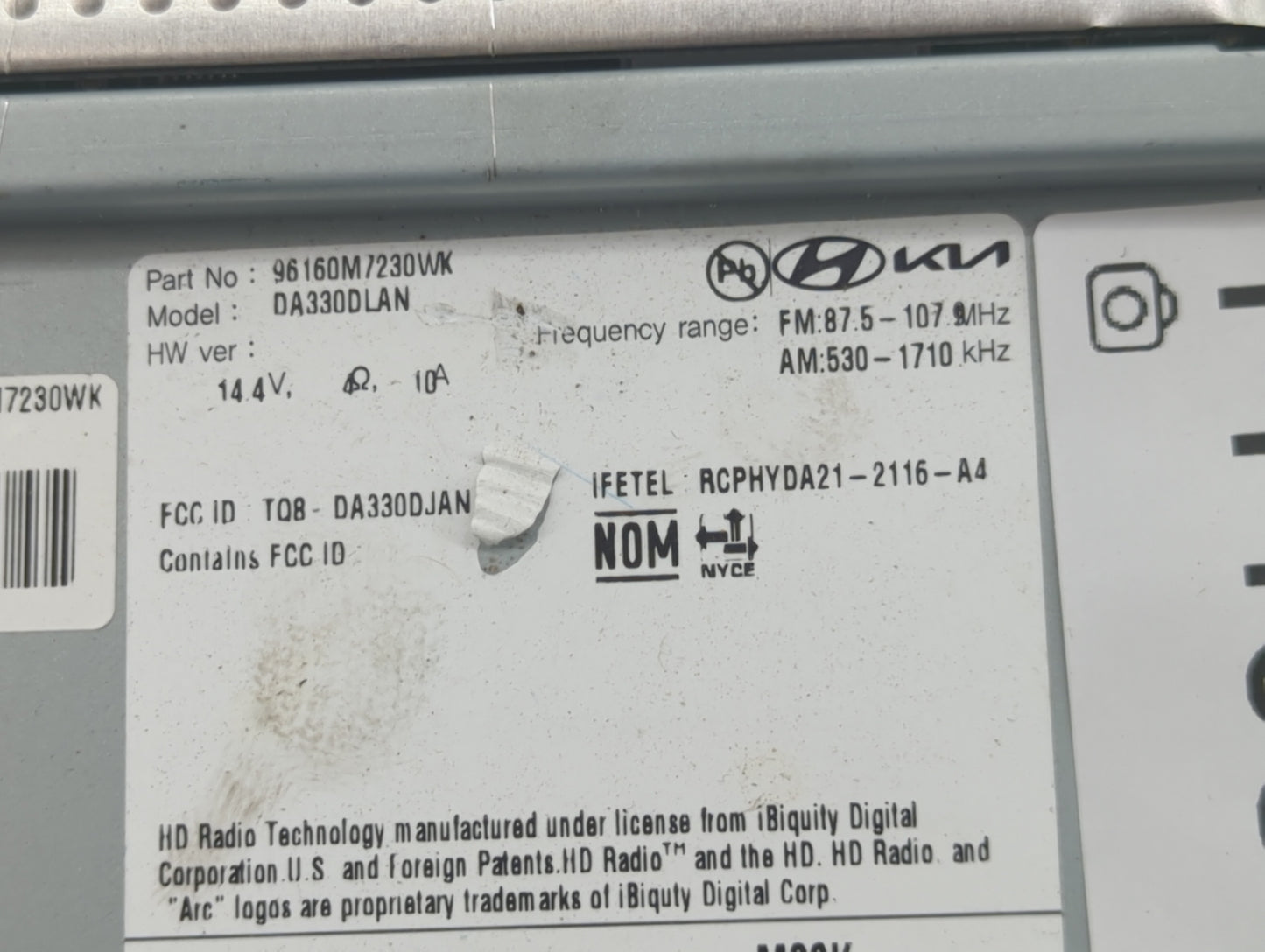 2022 Kia Forte Radio AM FM Cd Player Receiver Replacement P/N:96160M7230WK Fits OEM Used Auto Parts - Oemusedautoparts1.com