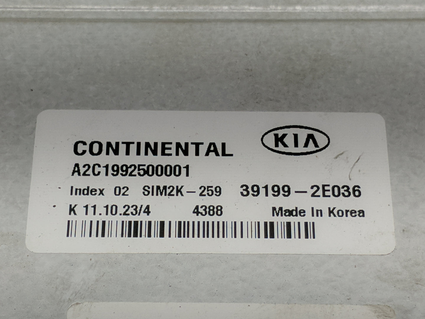 2024 Kia Forte PCM Engine Control Computer ECU ECM PCU OEM P/N:39199-2E036 A2C1992500001, SIM2K-259 Fits OEM Used Auto Parts