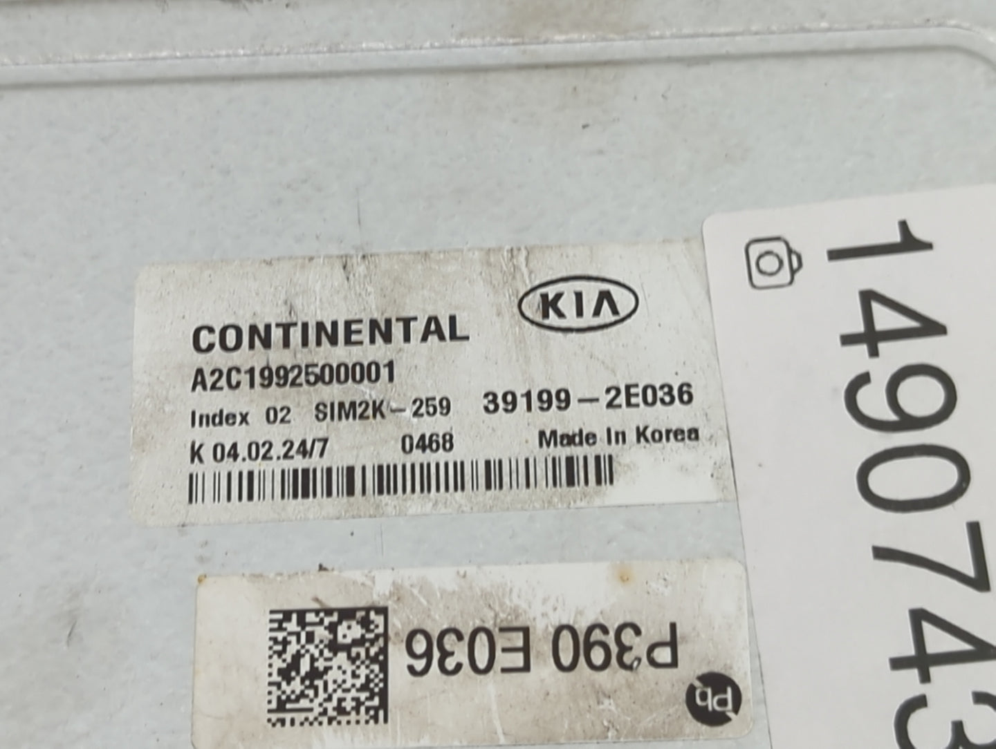 2024 Kia Forte PCM Engine Control Computer ECU ECM PCU OEM P/N:A2C1992500001 39199-2E036, SIM2K-259 Fits OEM Used Auto Parts