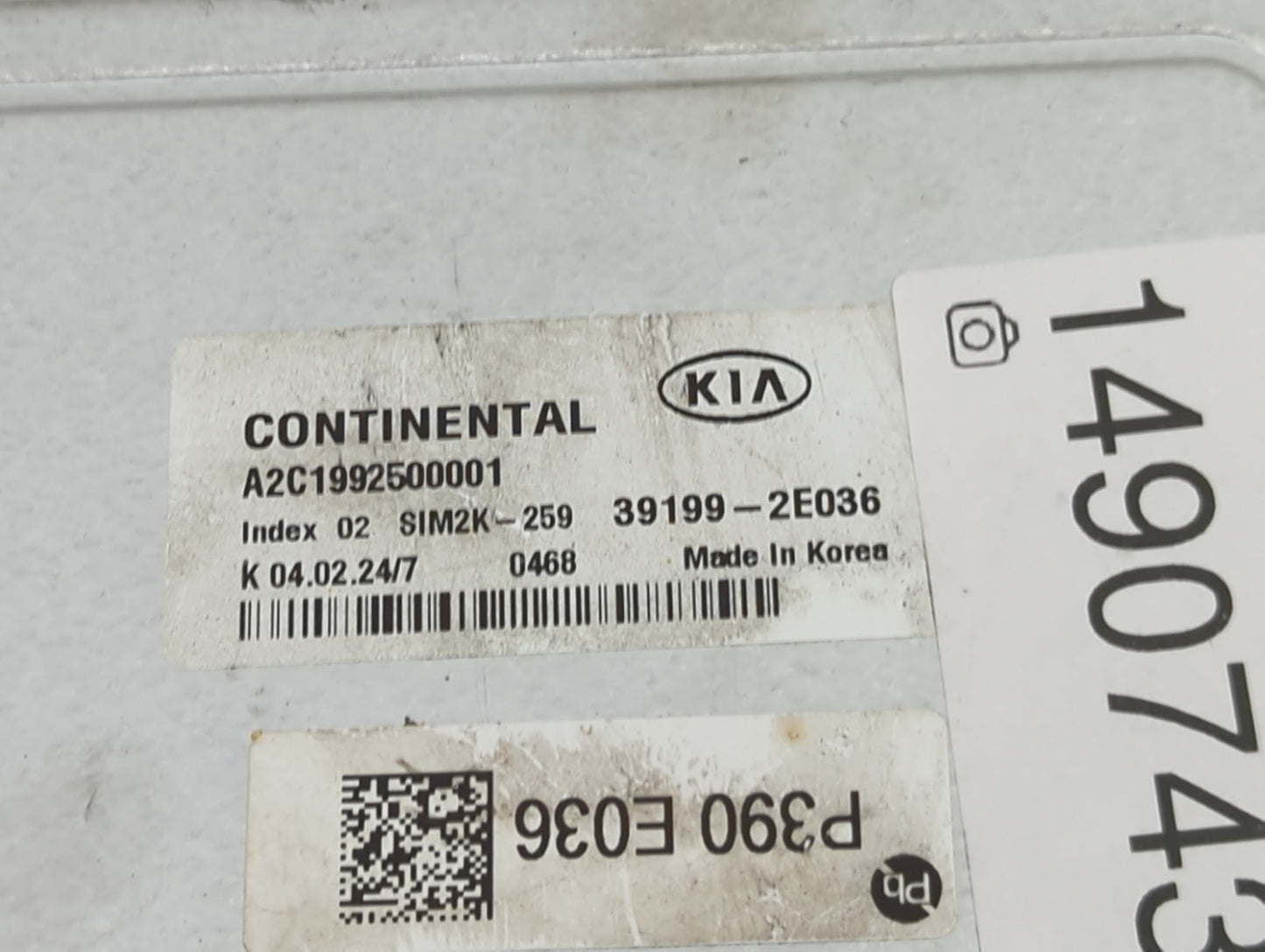 2024 Kia Forte PCM Engine Control Computer ECU ECM PCU OEM P/N:A2C1992500001 39199-2E036, SIM2K-259 Fits OEM Used Auto Parts