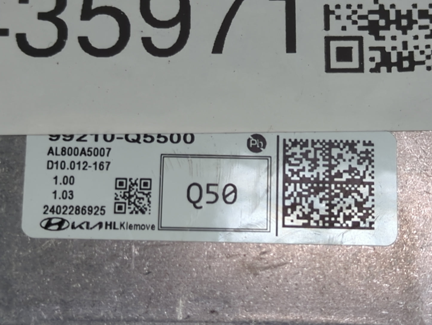 2024 Kia Seltos Air Bag Passenger Right Dashboard OEM P/N:99210-Q5500 AL800A5007, D10.012-167, 2402286925 Fits OEM Used Auto