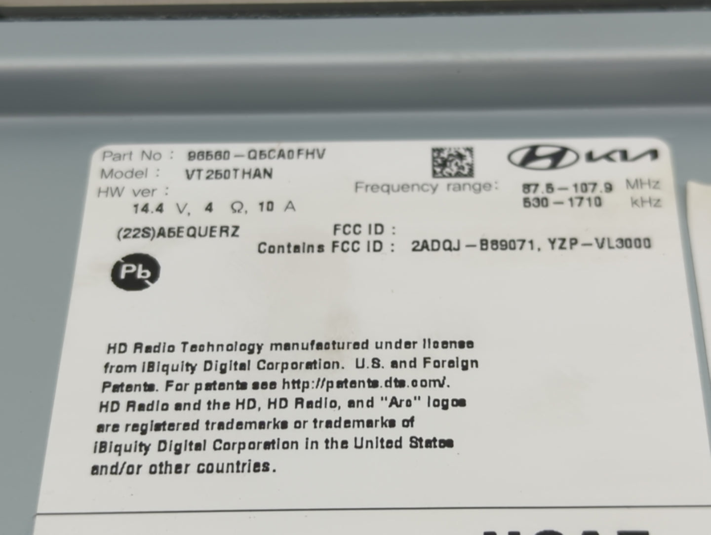 2024 Kia Seltos Radio AM FM Cd Player Receiver Replacement P/N:96560-Q5CA0FHV VT250THAN, 2ADQJ-B89071, YZP-VL3000 Fits OEM U