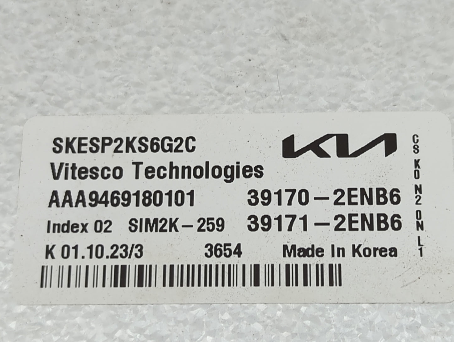 2024 Kia Soul PCM Engine Control Computer ECU ECM PCU OEM P/N:39170-2ENB6 39171-2ENB6, SKESP2KS6G2C Fits Fits 2019 2020 2021
