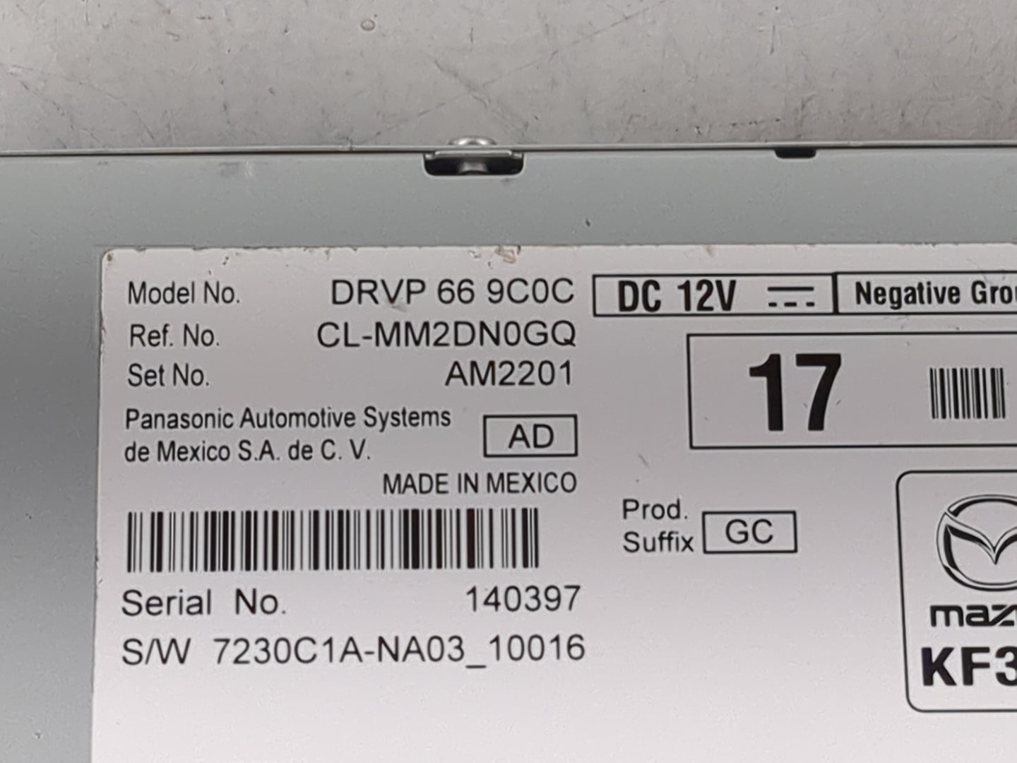 2024 Mazda Cx-30 Radio AM FM Cd Player Receiver Replacement P/N:DRVP 66 9C0C CL-MM2DN0GQ, AM2201, 7230C1A-NA03_10016 Fits OE