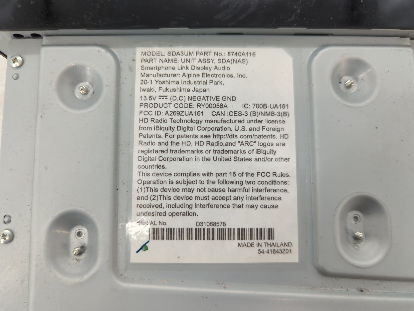 2024 Mitsubishi Mirage Radio AM FM Cd Player Receiver Replacement Fits Fits 2018 OEM Used Auto Parts - Oemusedautoparts1.com