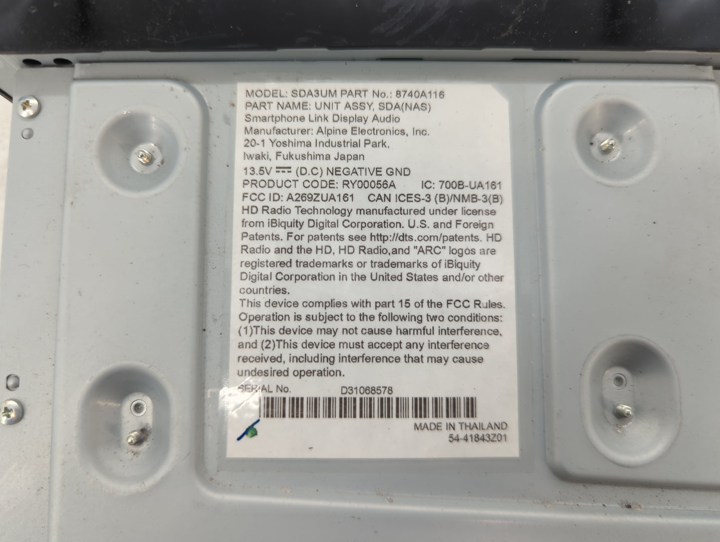 2024 Mitsubishi Mirage Radio AM FM Cd Player Receiver Replacement Fits Fits 2018 OEM Used Auto Parts - Oemusedautoparts1.com
