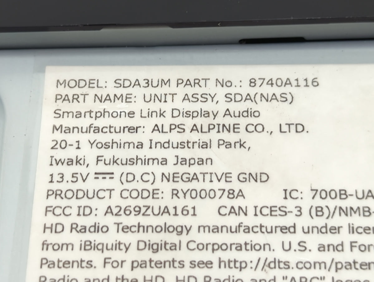 2024 Mitsubishi Mirage Radio AM FM Cd Player Receiver Replacement P/N:8740A116 SDA3UM, RY00078A, A269ZUA161 Fits Fits 2018 O