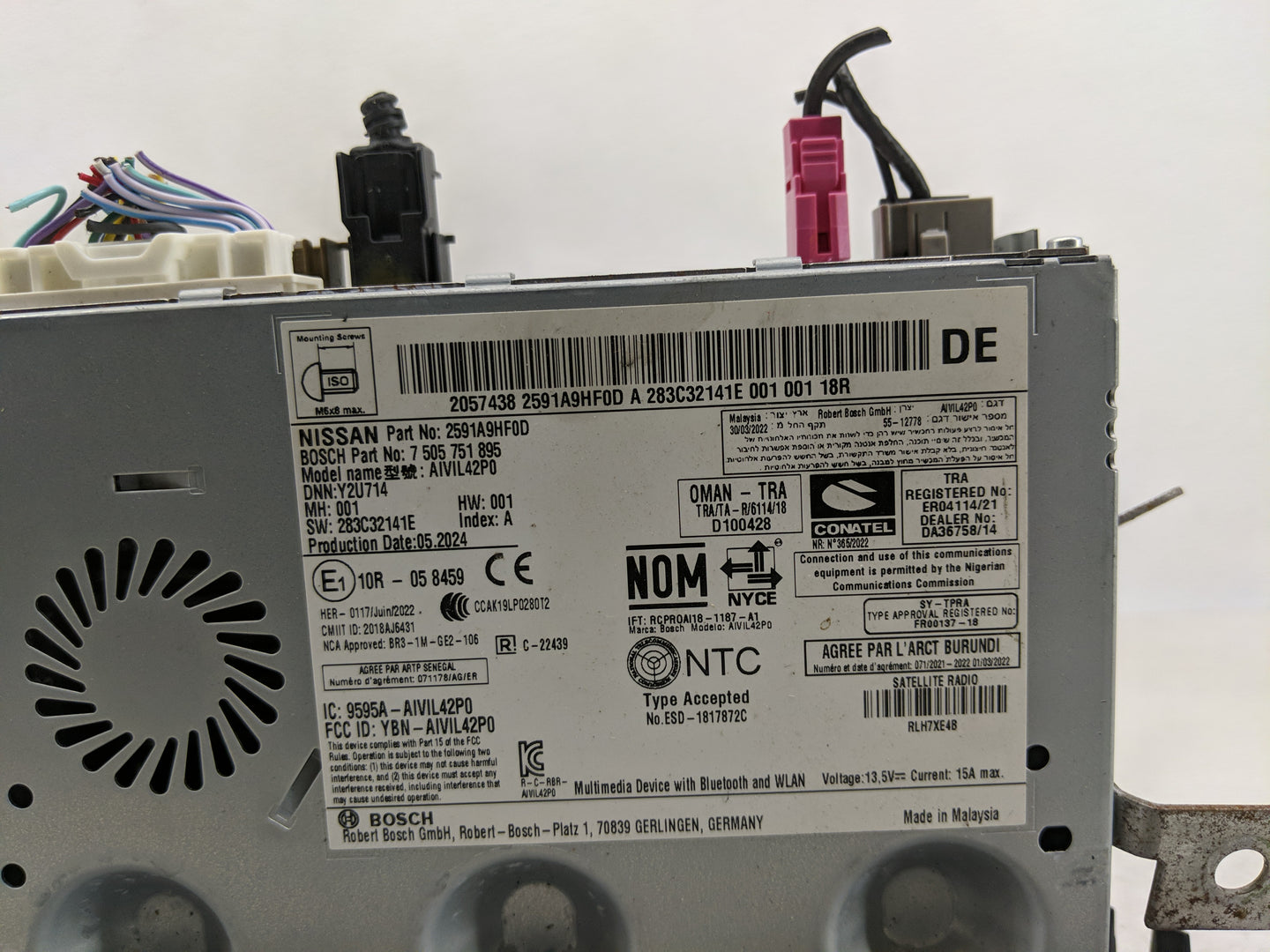 2024 Nissan Altima Radio AM FM Cd Player Receiver Replacement P/N:7 5050 751 895 Fits OEM Used Auto Parts - Oemusedautoparts
