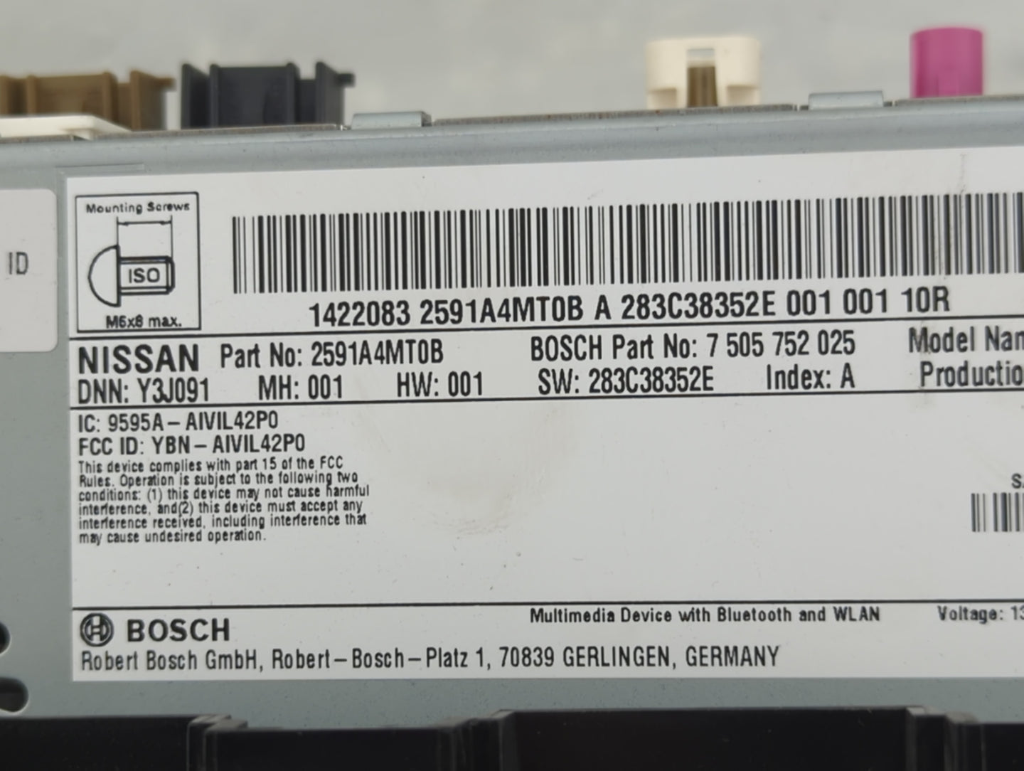 2024 Nissan Rogue Radio AM FM Cd Player Receiver Replacement P/N:2591A4MT0B 7505752025, 283C38352E, YBN-AIVIL42P0 Fits OEM U