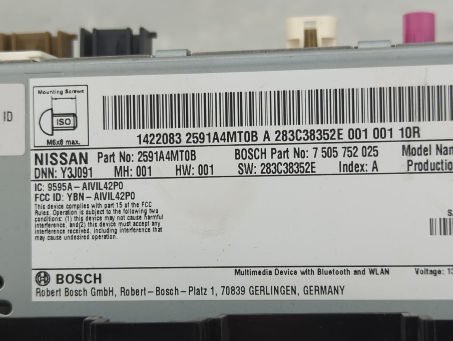 2024 Nissan Rogue Radio AM FM Cd Player Receiver Replacement P/N:2591A4MT0B 7505752025, 283C38352E, YBN-AIVIL42P0 Fits OEM U