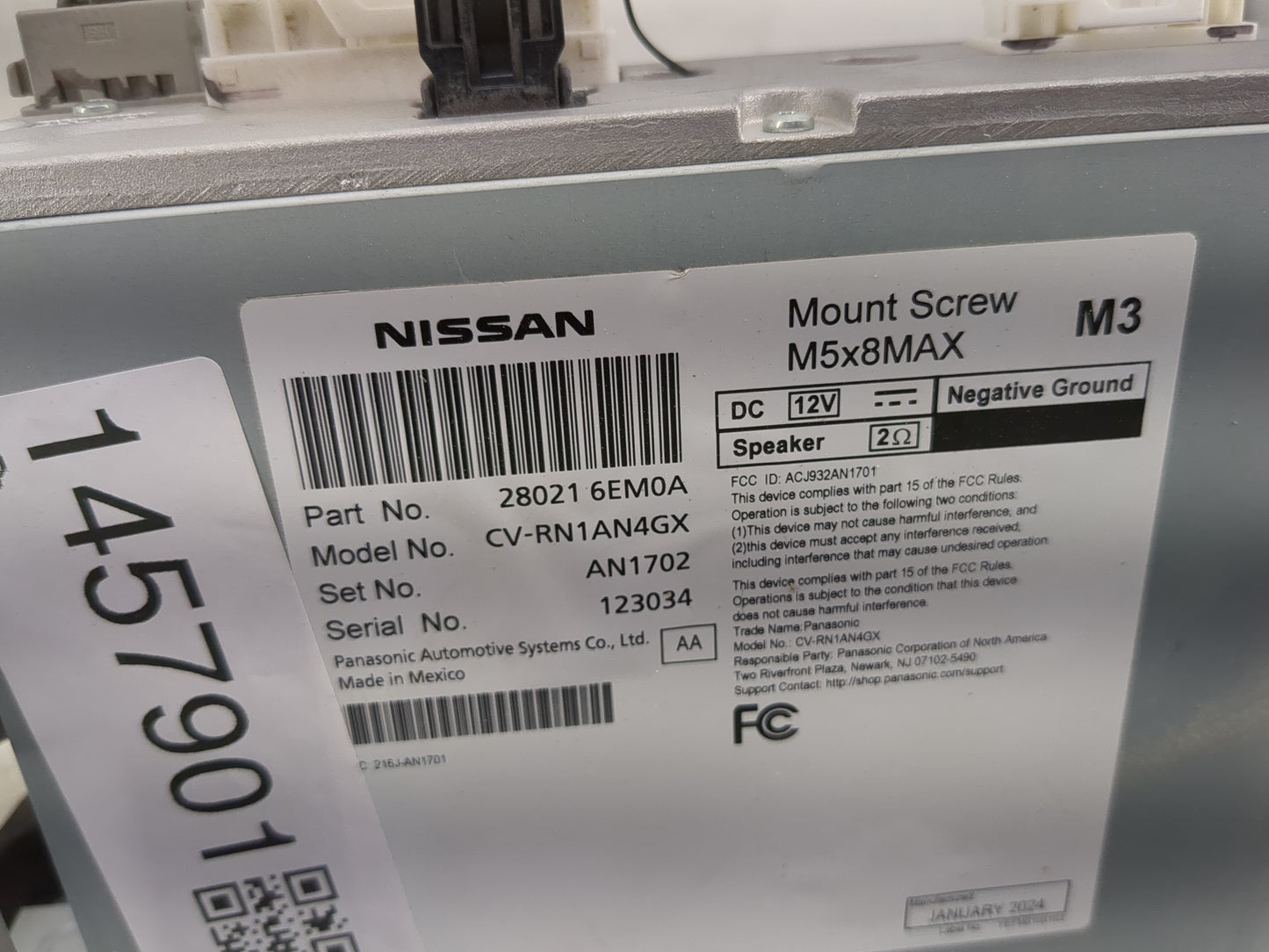 2024 Nissan Versa Radio AM FM Cd Player Receiver Replacement P/N:280216EM0A CV-RN1AN4GX, AN1702, ACJ932AN1701 Fits OEM Used 