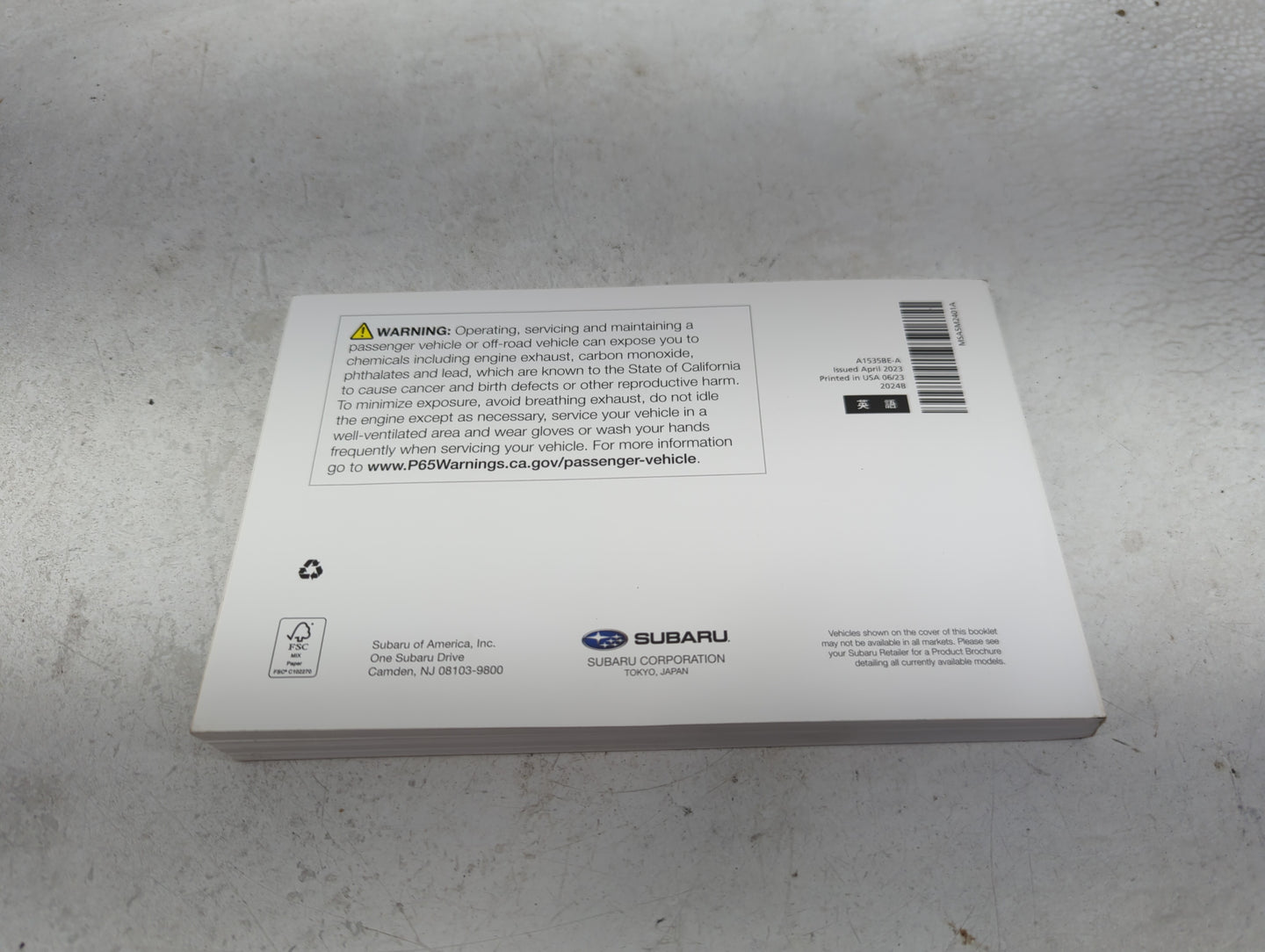 2024 Subaru Impreza Owners Manual Book Guide P/N:A1535BE-A OEM Used Auto Parts - Oemusedautoparts1.com