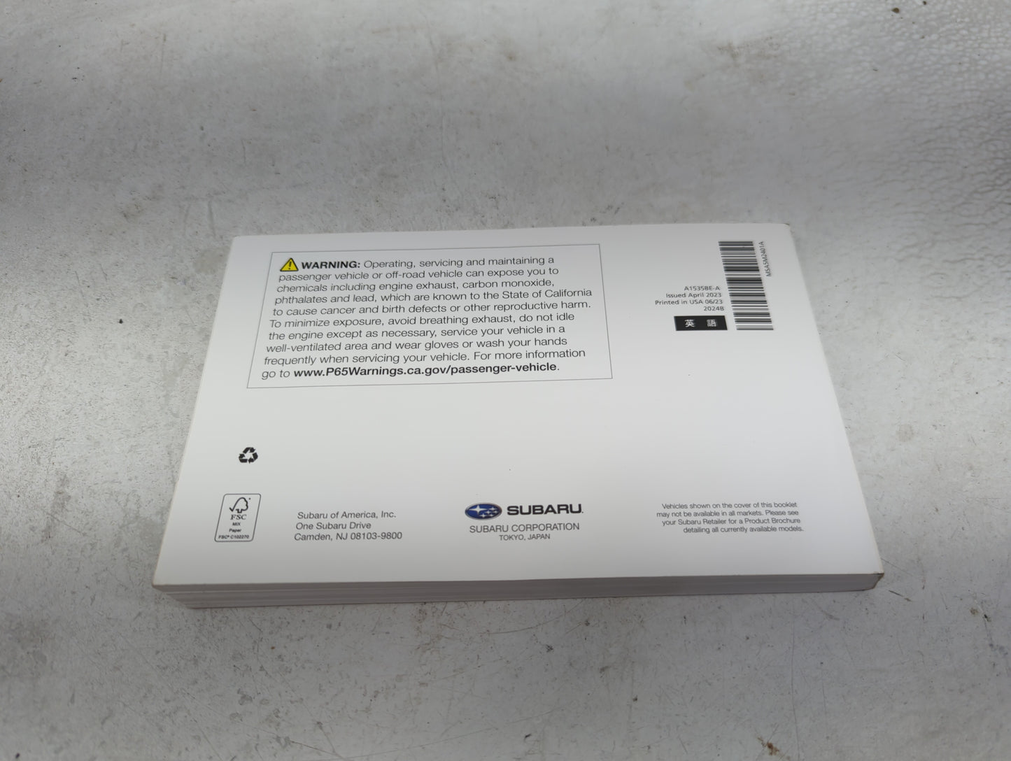 2024 Subaru Impreza Owners Manual Book Guide P/N:A1535BE-A OEM Used Auto Parts - Oemusedautoparts1.com