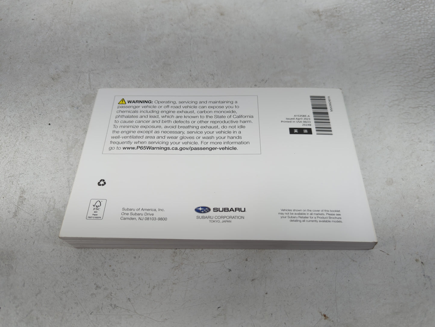 2024 Subaru Impreza Owners Manual Book Guide P/N:A1535BE-A OEM Used Auto Parts - Oemusedautoparts1.com