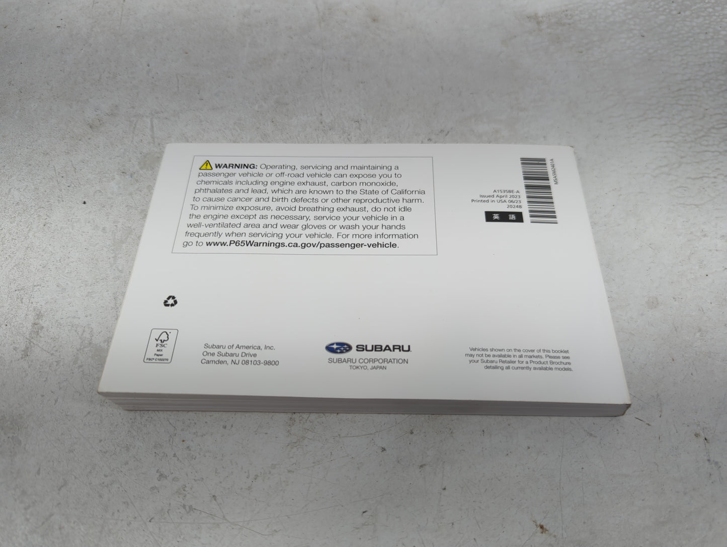 2024 Subaru Impreza Owners Manual Book Guide P/N:A1535BE-A OEM Used Auto Parts - Oemusedautoparts1.com