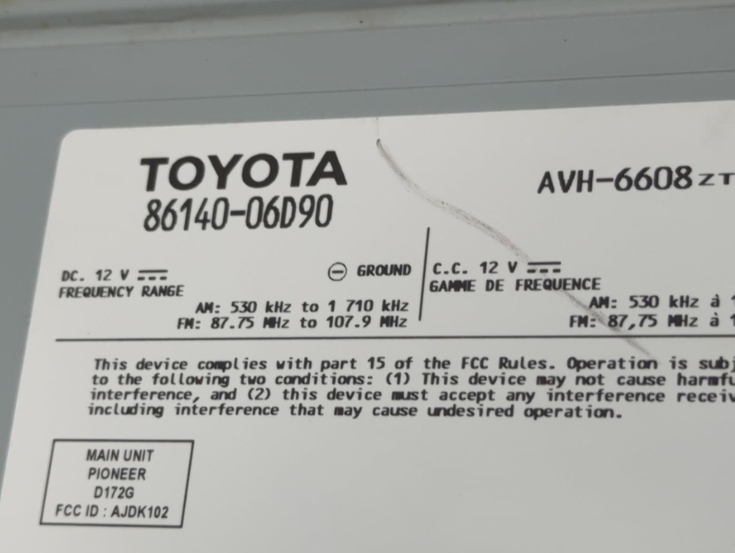 2021-2022 Toyota Camry Radio AM FM Cd Player Receiver Replacement P/N:86140-06D90 AVH-6608, D172G, AJDK102 Fits Fits 2021 20