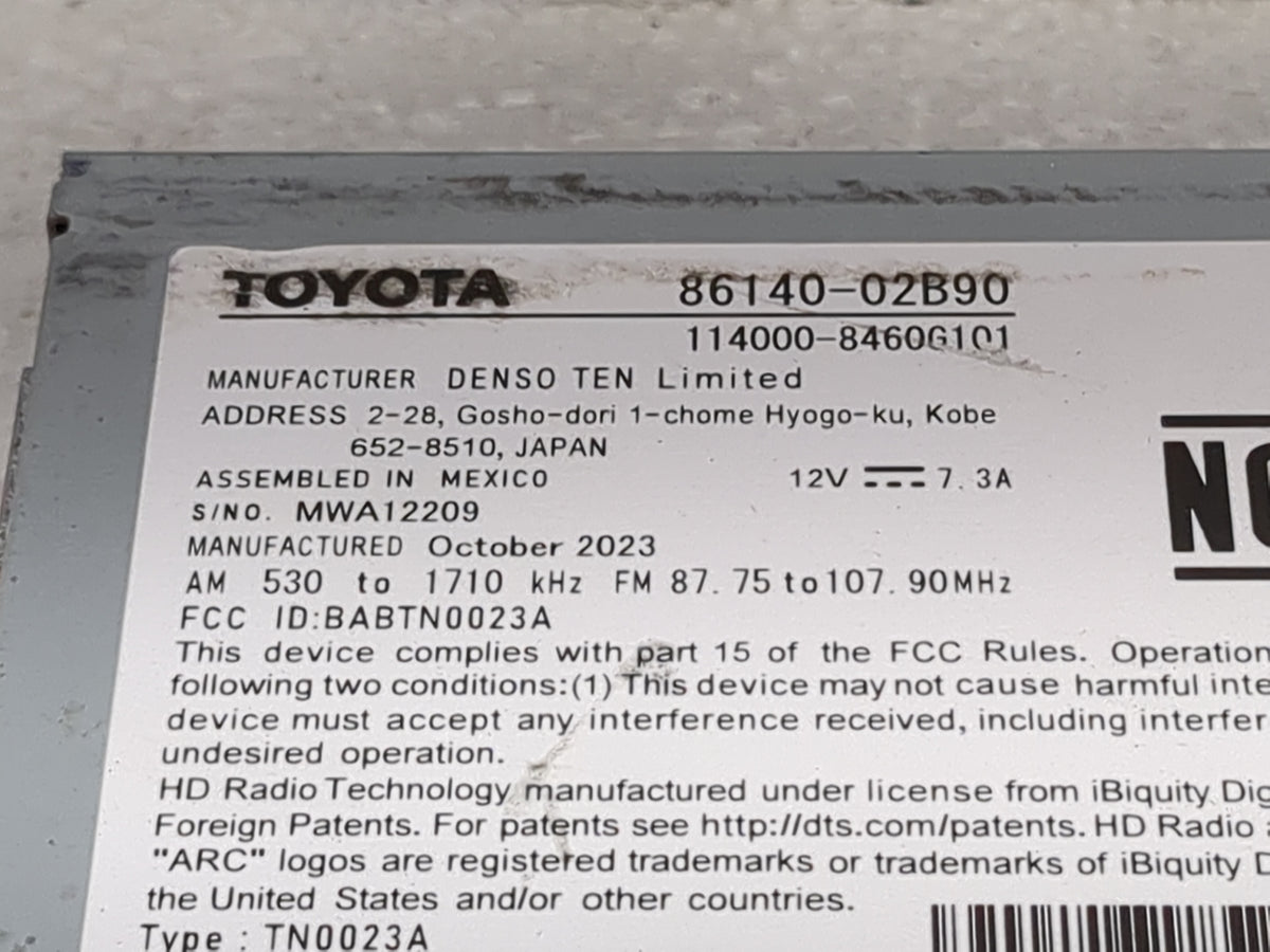 2024 Toyota Corolla Radio AM FM Cd Player Receiver Replacement P/N:86140-02B90 114000-8460G101, BABTN0023A, TN0023A Fits OEM