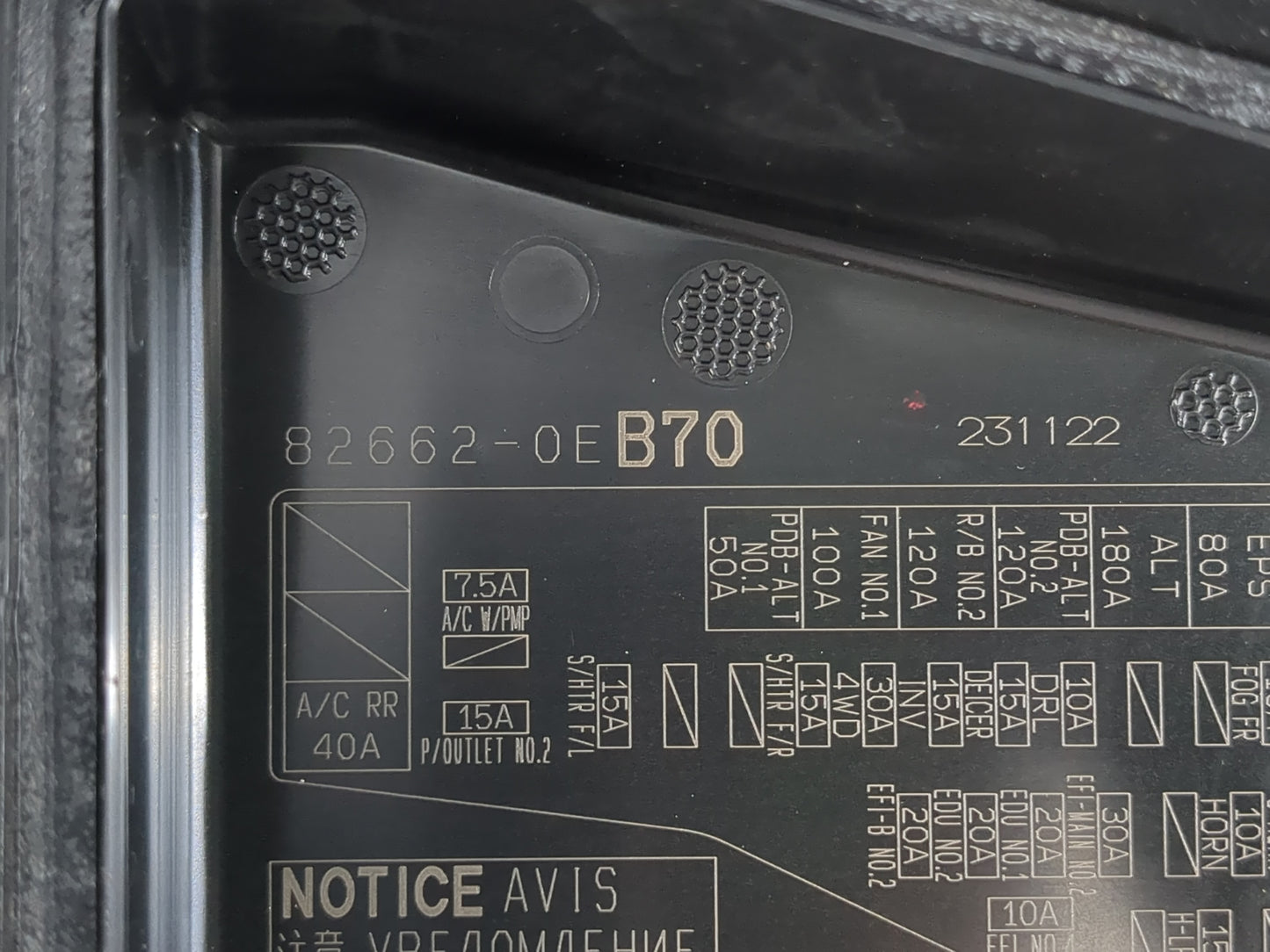 2020-2022 Toyota Highlander Fusebox Fuse Box Panel Relay Module P/N:82662-0E Fits Fits 2020 2021 2022 OEM Used Auto Parts - 