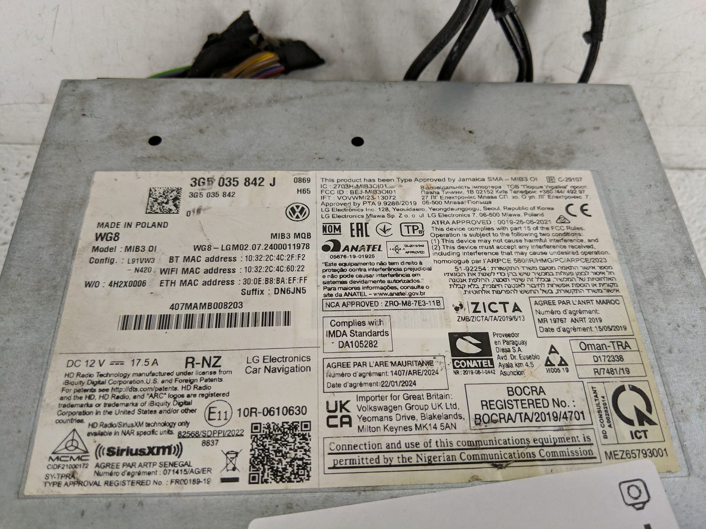 2024 Volkswagen Taos Radio AM FM Cd Player Receiver Replacement P/N:3G5 035 842 J Fits OEM Used Auto Parts - Oemusedautopart