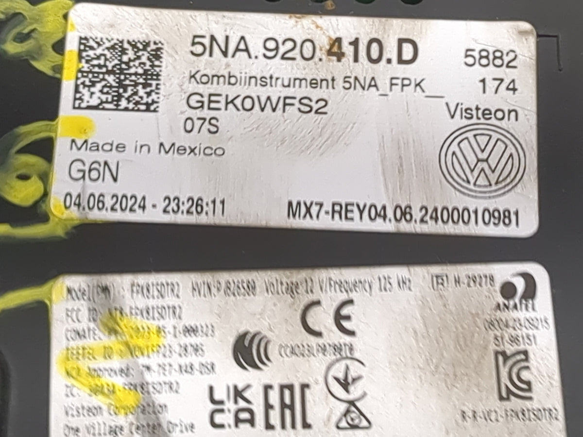 2024 Volkswagen Tiguan Instrument Cluster Speedometer Gauges P/N:5NA920410D 5NA.920.410.D, GEK0WFS2, FPK8I5DTR2 Miles:79K Fi