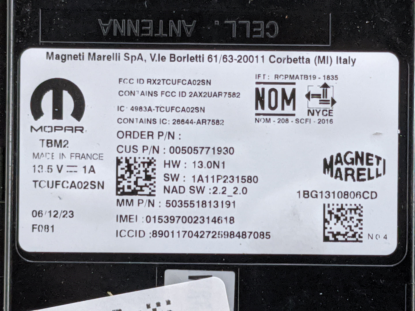 2025 Dodge Hornet Telematics Control Module - Oemusedautoparts1.com