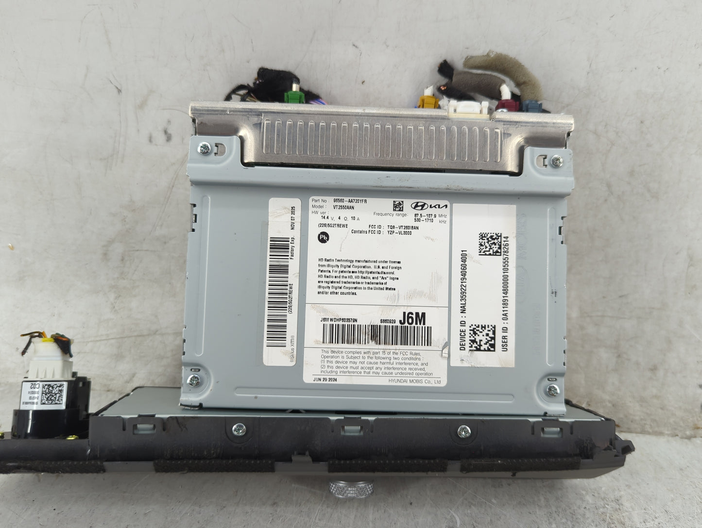 2025 Hyundai Elantra Radio AM FM Cd Player Receiver Replacement P/N:96560-AA720YFR VT2550AAN, TQ8-VT260IBAN, YZP-VL3000 Fits