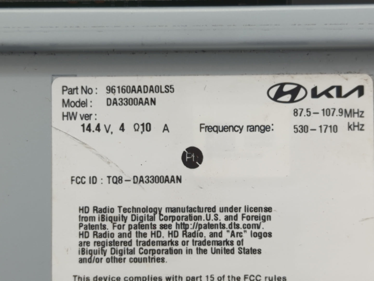 2025 Hyundai Elantra Radio AM FM Cd Player Receiver Replacement P/N:96160AADA0LS5 DA3300AAN, TQ8-DA3300AAN Fits OEM Used Aut