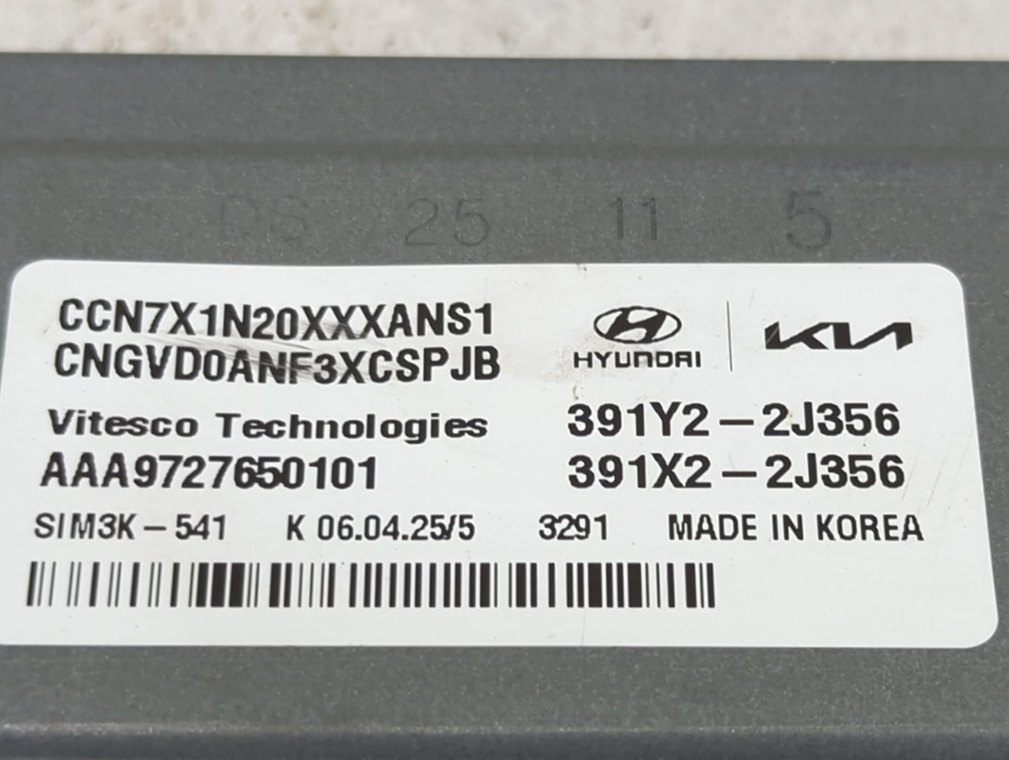 2025 Hyundai Elantra PCM Engine Control Computer ECU ECM PCU OEM P/N:391Y2-2J356 391X2-2J356, SIM3K-541, AAA9727650101 Fits 