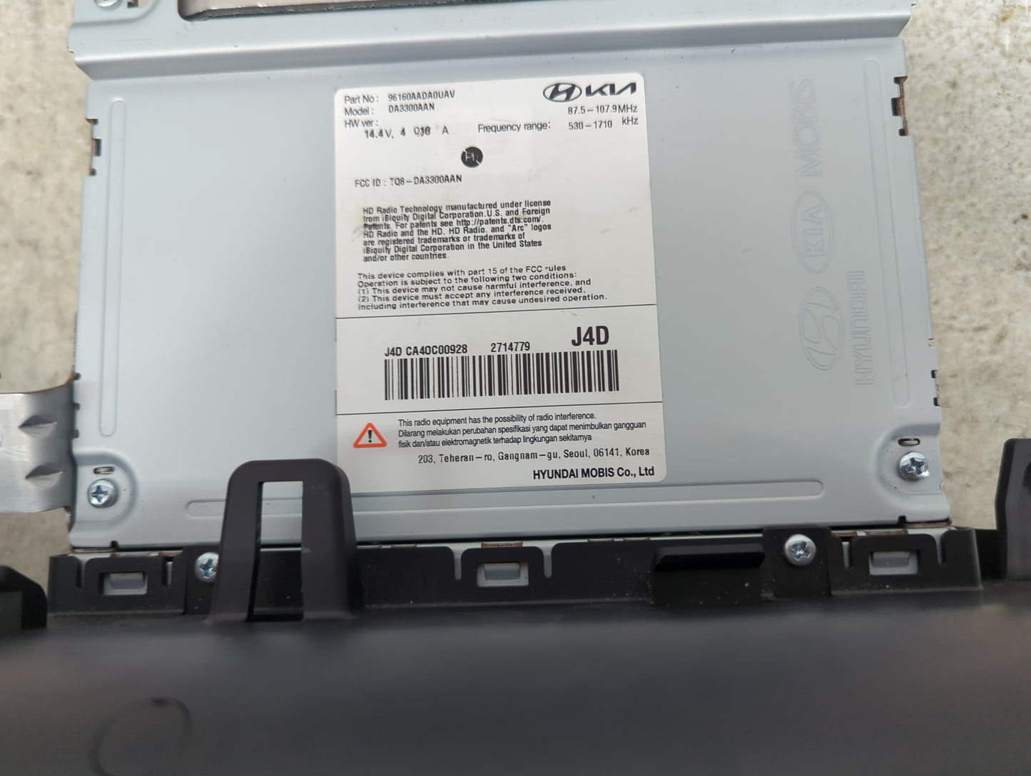 2025 Hyundai Elantra Radio AM FM Cd Player Receiver Replacement P/N:96160AADA0UAV DA3300AAN, TQ8-DA3300AAN Fits OEM Used Aut