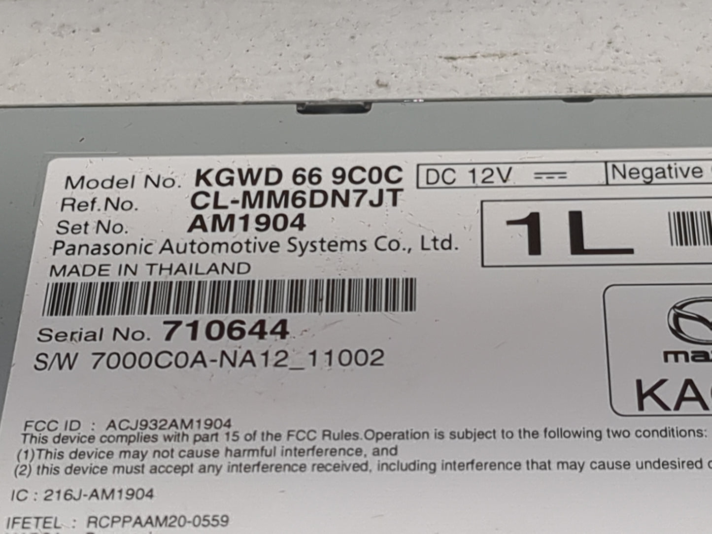 2021-2022 Mazda Cx-5 Radio AM FM Cd Player Receiver Replacement P/N:KGWD 66 9C0C CL-MM6DN7JT, AM1904 Fits Fits 2021 2022 OEM