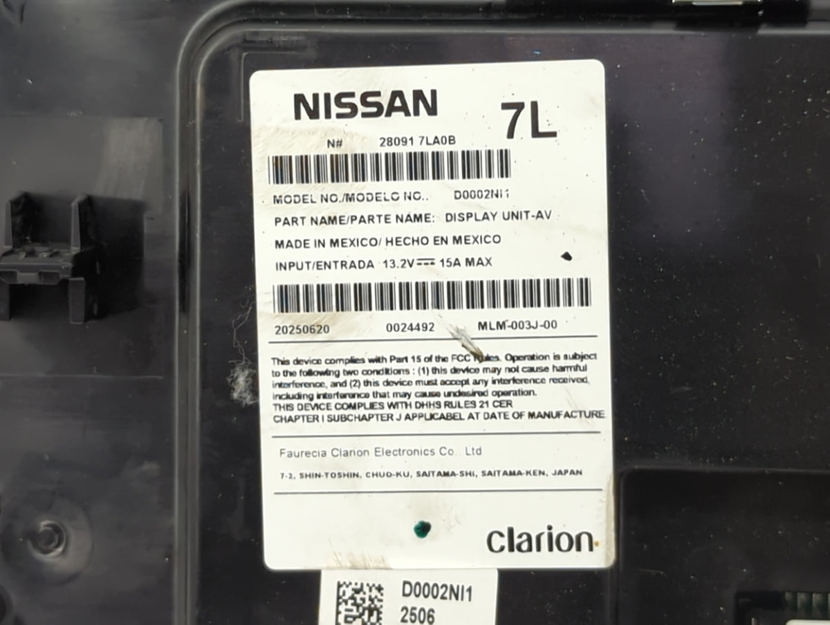 2025 Nissan Kicks Information Radio Display Screen 1505116 - Oemusedautoparts1.com